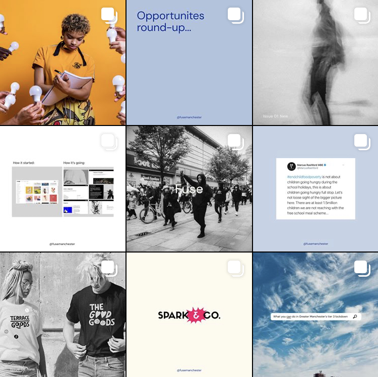 Selection of images from the Fuse Instagram account, shown in a 3x3 layout