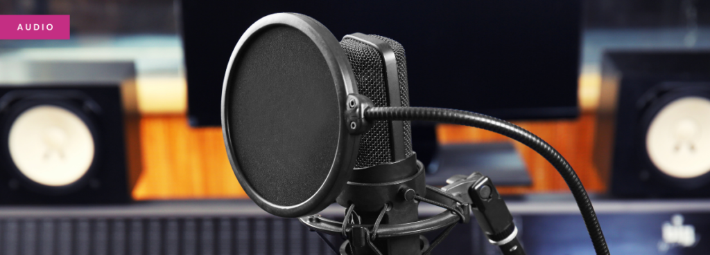 Microphone with Pop Filter in a Studio