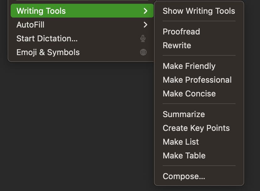 Apple Intelligence offers writing tools for those who want them